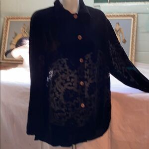 Vintage Citron Kimono Blouse S BLK 100% silk